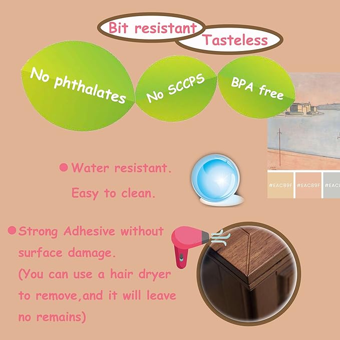 12Pcs Large(Length: 1.7inch) Silicone Corner Protector Baby Proofing,Table Corner Protectors for Baby,Strong Adhesive T Shaped Baby Head Protector Table Corner Protectors for Furniture