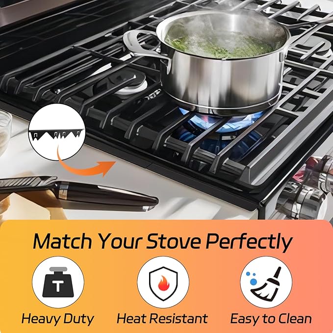 Stainless Steel Stove Gap Covers (2 Pack), Stove Gap Filler, Stove Counter Gap Guards for Kitchen, Range Trim Kit, Easy Clean with Heat Resistant, Adjustable Length 13.8” to 27.6”, Width 0.79"