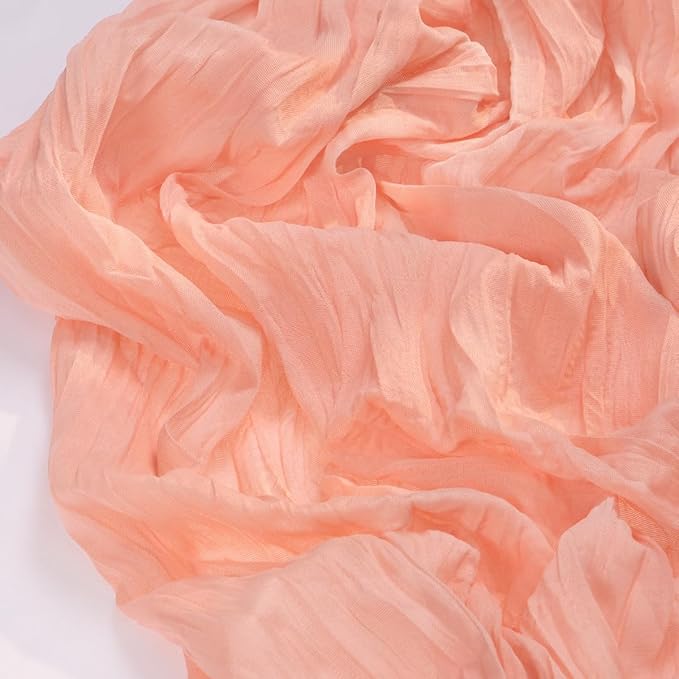 Socomi 6pcs Coral Peach Summer Cheesecloth Table Runner Boho Rustic Gauze 120 inch 10FT Cheese Cloth Sheer Runner for Wedding Party Baby Shower Birthday Home Decor Holiday Decorations