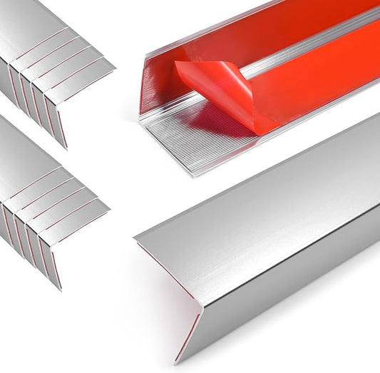 10PCS 48" Metal Corner Protectors, Aluminum Self Adhesive Corner Guards, Metal Wall Edge Protector Strip, Furniture Corner Protectors, Wall Cabinet Baseboard Decoration 48" x 1" (Silver)