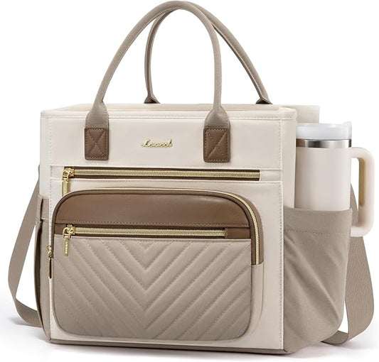 LOVEVOOK Insulated Lunch Bag Women,Wide Opening Adult Lunch Box Women with Cup Holder,Large Leakproof Cooler Bag for Work Picnic Beach Family College Mom,Lunch Teacher Breast Pump Diaper Tote Bag