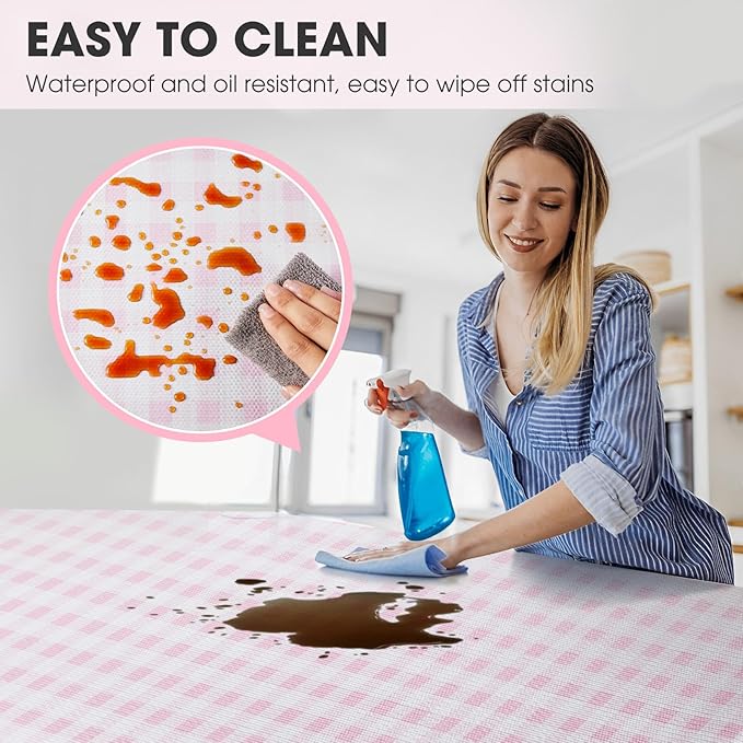 Drawer and Shelf Liner, Non-Slip Kitchen Cabinet Liners Non-Adhesive Thick Strong Grip Waterproof Washable Mats Protect Dresser Shelves Cupboard Bathroom Cabinets, Pink Plaid, 12 in X 20 FT