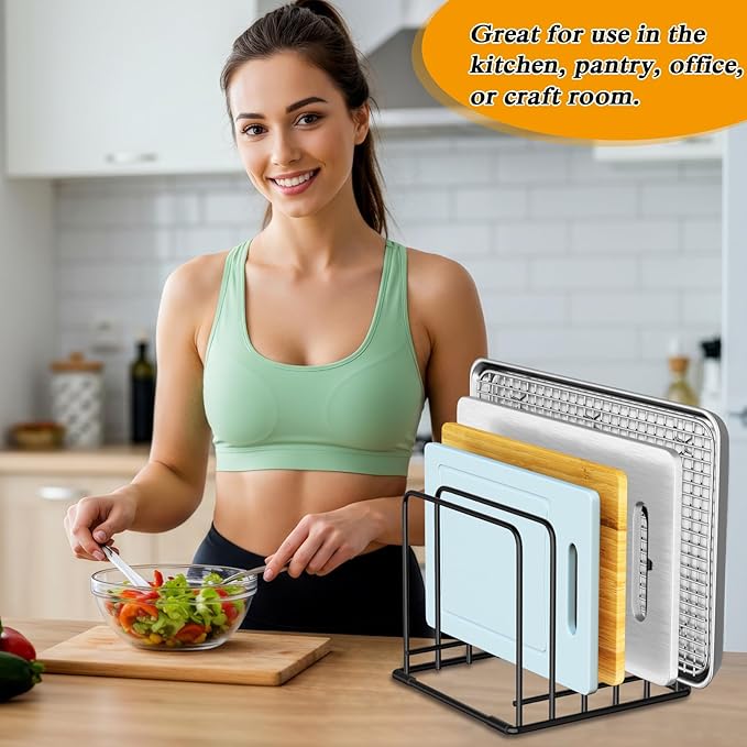 5-Tier Dish Rack & Cutting Board Organizer – 5-Tier Metal Rack for Cutting Boards, Bakeware, Trays – Space-Saving Kitchen Storage, Rust-Resistant Dish Organizer for Cabinets, Countertops & Pantry