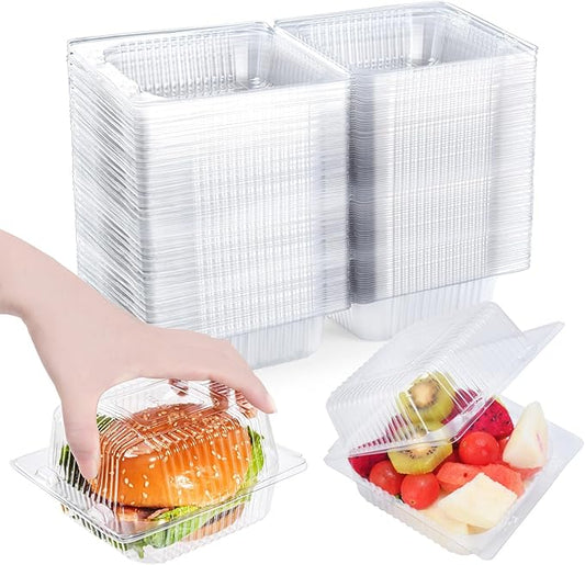 300 Pack Clear Clamshell Food Containers, Disposable Plastic Hinged Clamshell Take Out Container with Lids, To Go Food Containers for Dessert, Hamburger, Cakes Slice, Cookies, Salads, Snacksetc