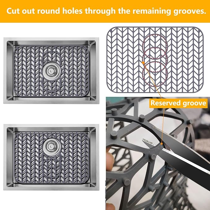 Sink Protectors for Kitchen Sink 12"13"16"18"19"24"26"28"29"30",Silicone kitchen sink mats protector for bottom of farmhouse sink(19"x13"Gray)