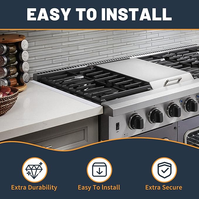 Stove Gap Covers Stainless Steel, Adjustable 13.8-27.5 In(2 Pack), Heat Resistant, Gas Stove Side Gap Protector (White)