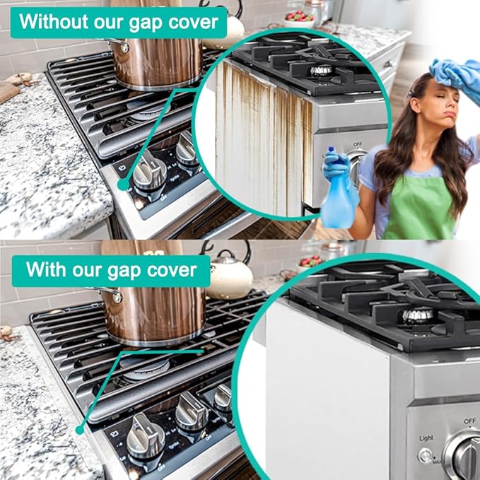 Stove Counter Gap Cover, Kitchen Silicone Oven Gap Filler – 25 Inches Countertop Strips Gap Guard, Easy to Clean (Clear)