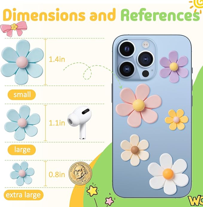 Homestheix - 3D Flower Magnets for Fridge 16 Pcs - Fridge Magnets Cute - Strong Refrigerator Magnet - Adorable Decorations for Office - Colorful Kitchen Decor - Cute Desk Accessories for Whiteboard