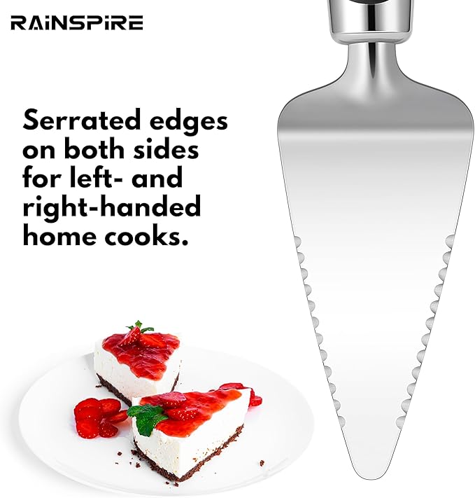 Rainspire Pie Server Spatula Stainless Steel, Pie Cutter Cake Cutter Slicer, Cake Server Spatula, Dishwasher Safe, Edges On Both Sides, Black