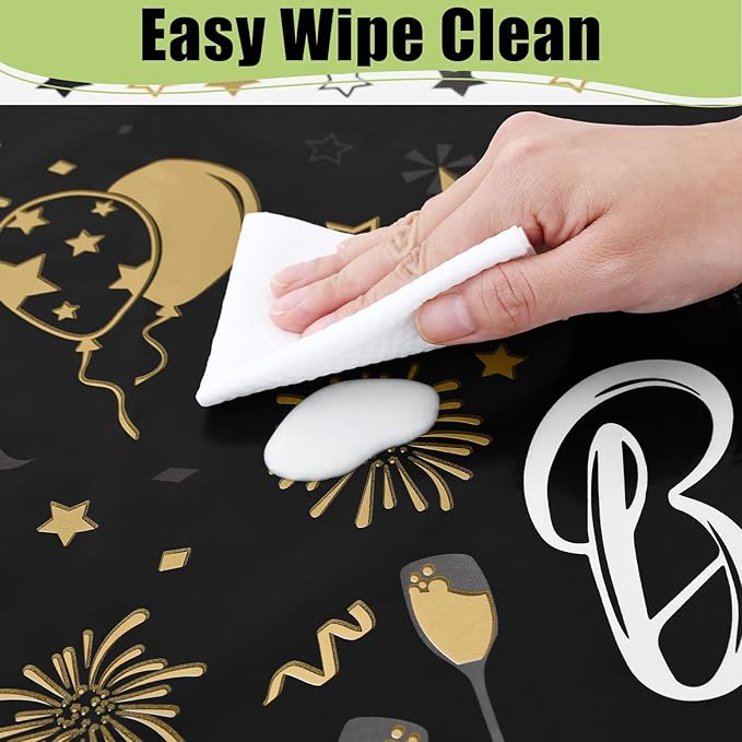 Smiry Plastic Table Cloth Disposable 8 Pack, 54 x 108 Inch Waterproof Rectangle Tablecloths for Birthday, Parties, Decorative Plastic Table Cover, Leakproof & Sturdy, Black & White