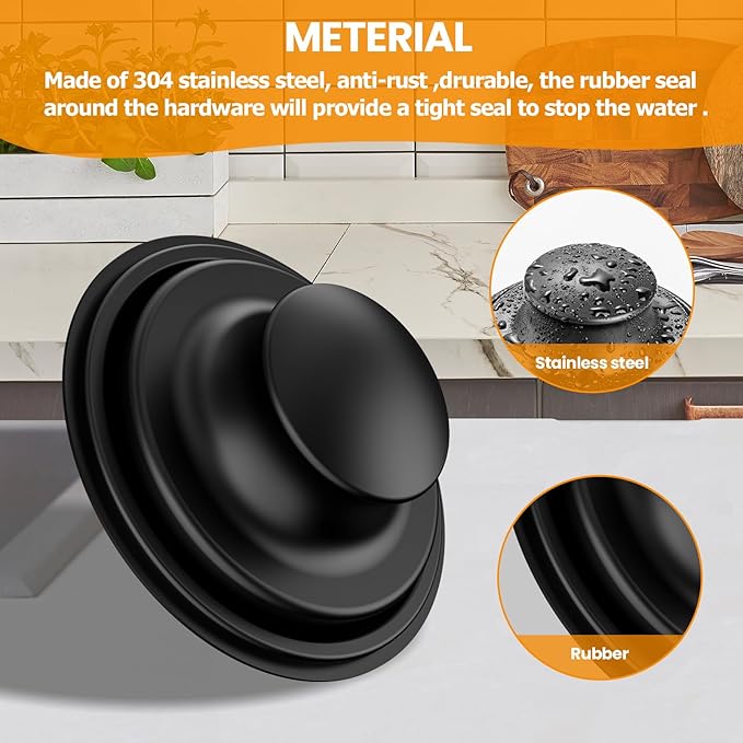 Huntorny 2PCS Kitchen Sink Drain Strainer and Stopper, Drain Catcher and Drain Protector for Kitchen Sink, Plug for Standard 3-1/2 Inch Garbage Disposal Sink Drain Cover