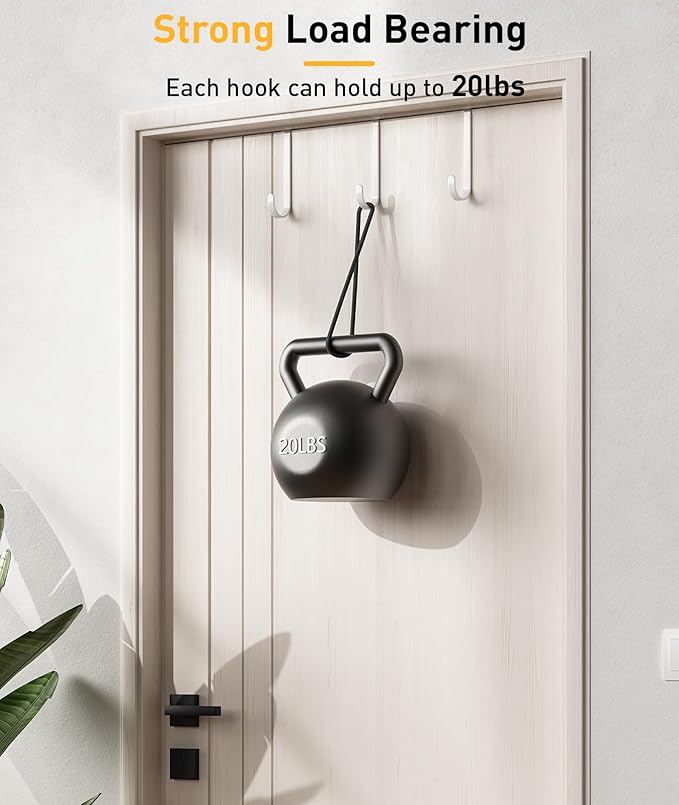 12 Pack Over The Door Hooks, Door Hanger Hook, Towel Hooks for Hanging, Towel Hanger for Bathroom, Fit 1 3/8" Door White, Dorm Room Essentials