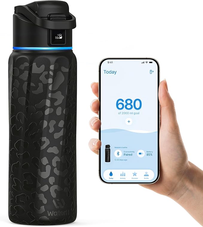 BOOST Smart Water Bottle with Reminder & Tracker, Double Wall Vacuum Insulated Bottles Stainless Steel, 32oz BPA-Free Wide Mouth for School, Gym, Office, Ideal for Father's Day