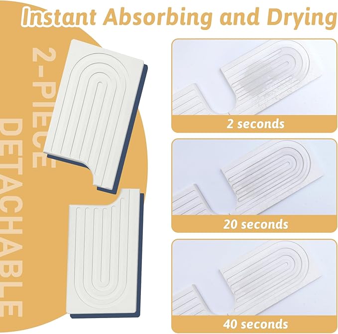 16" Faucet Mat for Kitchen Sink, Long Diatomite Fast Drying Stone Sink Tray, Super Absorbent, Prevents Moisture Buildup, Durable Protector for Kitchen Bathroom Counter, Gift for Housewarming, White