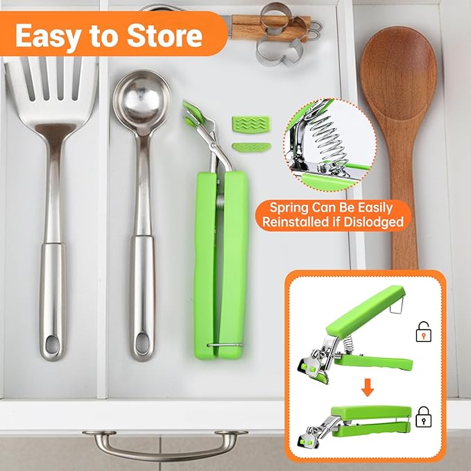 2 Pack Hot Plate Gripper Clips Holder Tongs for Moving Hot Plate Bowls Pizza Pan Air Fryer Microwave Oven with Food Out, Green