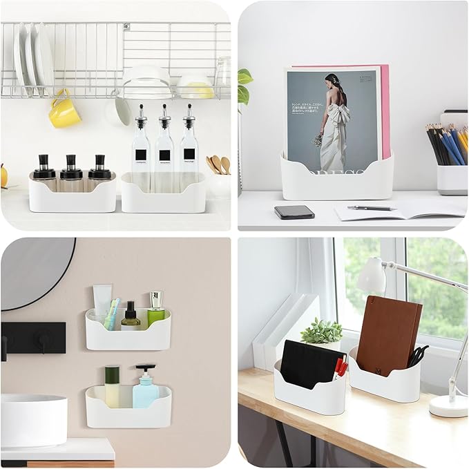 2 Pack Lid Organizers Inside Cabinet, No Drilling Adhesive Over Door Organizer, Cabinet Door Organizer Bin Holder Caddy, Over Cabinet Organizer Storage Lid Organizer for Kitchen(White)