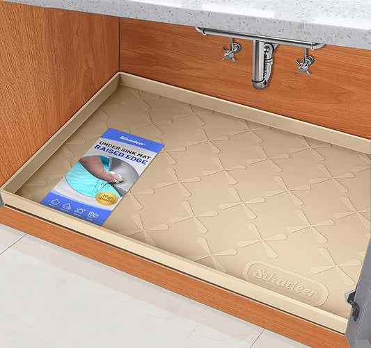 SIKADEER 34" x 22" Under Sink Mat Waterproof, Silicone Mat Kitchen Drawer Shelf and Cabinet Liner, Sink Protector for Kitchen Organizers and Storage, Boot Tray Pet Food Mats