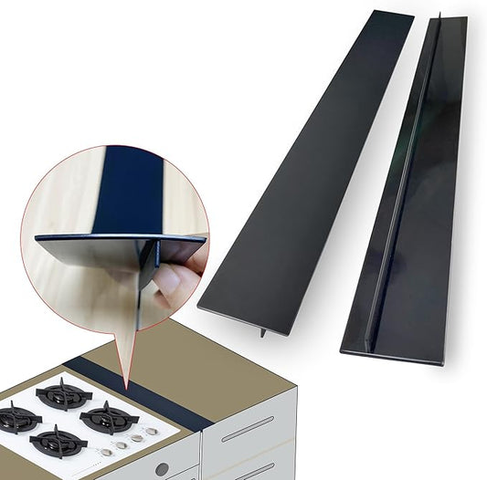 Donpearl 25 inch Black Stove Gap Covers (2 Pack), Silicone Gap Filler for Stove and Counter, Flexible Oven Edge Gap Guards, Kitchen Crumb Catcher Strips for Most Stovetop Gaps