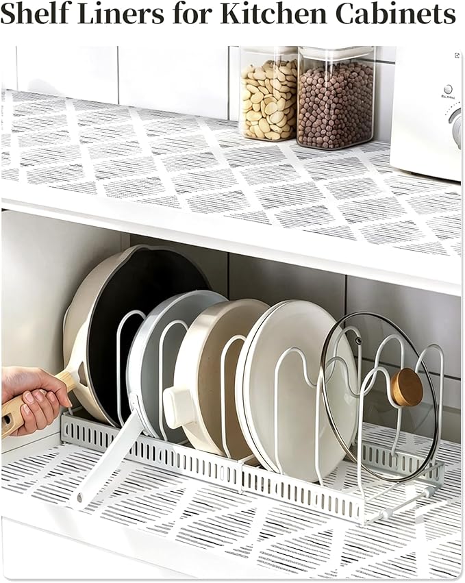 Shelf Liners for Kitchen Cabinets Non-Adhesive, Non-Slip Thickened Shelf Paper Waterproof Washable for Drawer Dresser Pantry Shelve Bathroom Protector Liner