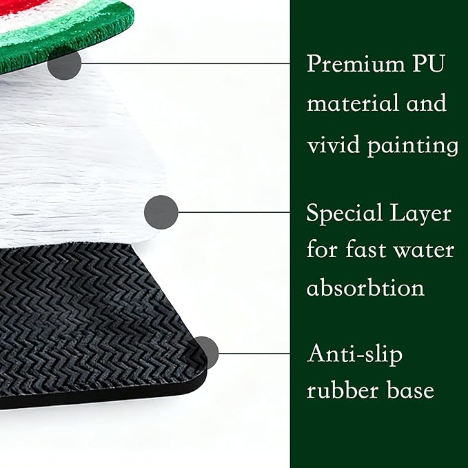 Summer Nautical Dish Drying Mat: 12’’x20’’ Red Green Absorbent Dish Drying Pad, Non-Slip Bar & Coffee Mat, Counter Protector for Holiday Aesthetic Home Kitchen Decor - Ocean Beach Coastal Theme Mat