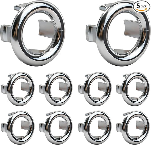 10pcs Sink and Basin Overflow Ring Hollow Cover, Universal Bathroom Vanity Sink Overflow Hole Insert Cap, Plastic Drain Trim Ring for Kitchen Bathroom Ceramic Replacement Parts