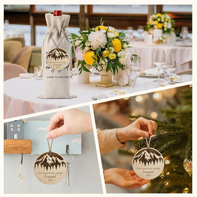 Engaged Gifts Engagement Gifts for Couples Her, Engagement Party Decorations for Women Couple Bride Our Adventure Awaits Engaged Wine Bag Acrylic Ornament 2026