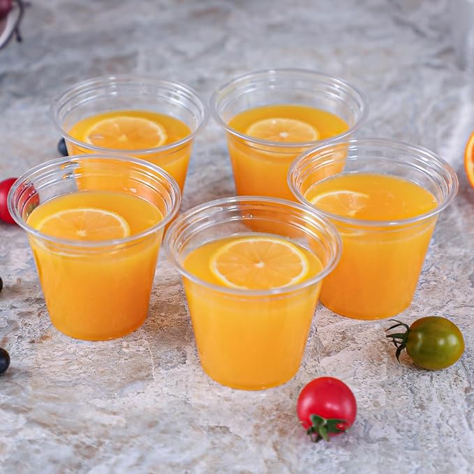 Lamosi 200 Pack 9 oz Clear Plastic Cups, Sturdy & Food Safe Disposable Cups for Cold or Iced Drinks, Dessert, Party or Wedding