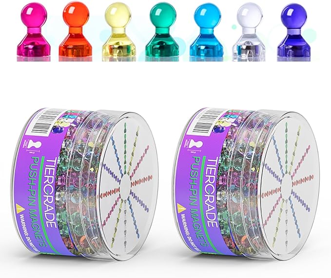 Push Pin Magnets - 120 Pack 7 Assorted Color Strong, Office, Use at Kitchen Home and School Classroom, for Refrigerator Dry Erase Board and Whiteboard.