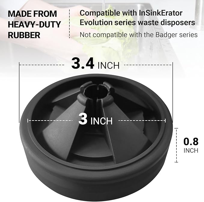 AR-PRO (2-Pack) Garbage Disposal Rubber Drain Insert - 3 3/8" Garbage Disposal Splash Guards Sink Baffle - Removable Sink Baffles Qcb-Am Compatible With Insinkerator Garbage Disposal Parts