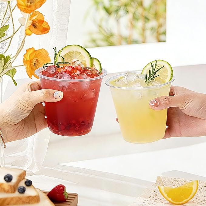 Clawsoff 50 Pack 9 oz Clear Plastic Cups, Disposable Parfait Cups No Lids, Fruit Cup, Clear PET Cup for Dessert, Cold Drink, Ice Cream, Salad