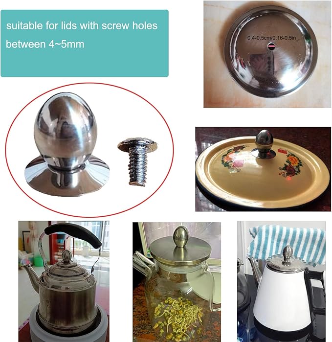 2 Pack Glass Teapot Replacement Knob Stovetop Tea Kettle Lid Knobs for Tea Cup Cover Button Olive Shape Handle Top Cap Water Cups Covers Top Bead Accessories Lids with Screw