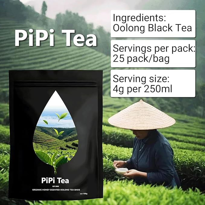 Pipi Tea Oolong,Pipi Oolong Tea, Extra Value 4g*25 Bags Selected Tea Leaves, Cortisol & Calming Tea for Stress Relief, Vegan, Non-GMO (1)