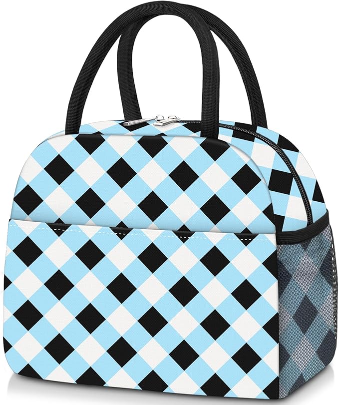 KUBYA Lunch Bag Lunch Box for Women Adult Men Insulated Quilted Reusable Large Lunch Tote Bag Leakproof Simple Cooler Bag for Work Office Picnic Beach or Travel