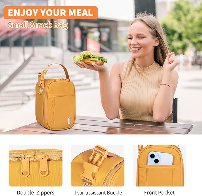 NOL Natural Organic Lifestyle Insulated Lunch Bag for Adult - Snack Bag Lunch Cooler Bag Soft Lunch Tote Bag for Work, Earth-yellow