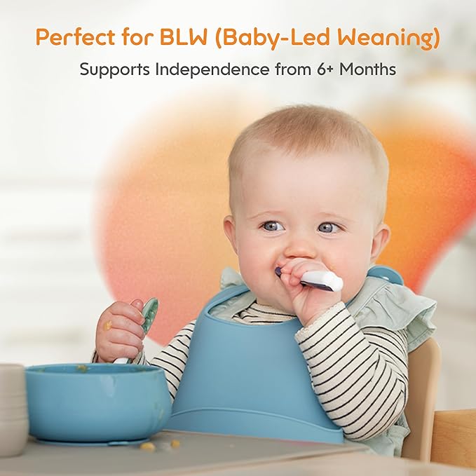 NumNum Baby Spoons Set, Baby Essentials Pre-Spoon GOOtensils for 6+ Months, First Stage Self-Feeding Spoons for Baby Led Weaning (BLW), Silicone Toddler Utensils, BPA-Free, 2 Pack Red/Green
