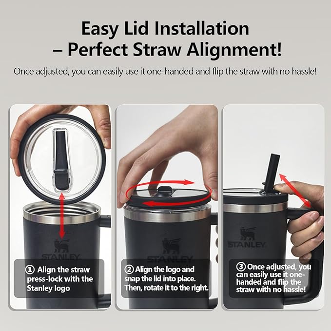 Stanley Lid Replacement 40 oz Black 2.0 no Spill Lid Leak Proof Spill Proof Cup Lid Compateble Stanley Cup Accessories