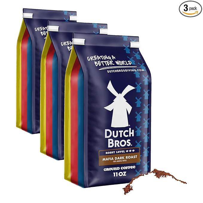 Dutch Bros® Mafia Dark Roast, Ground Coffee, Bagged 11oz (Pack of 3)