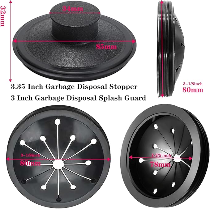 3 Inch Garbage Disposal Splash Guard Collar Sink Garbage Disposal Splash Guard for Whirlaway, Waste King, Sinkmaster and GE Models with 3.35 Inch Sink Stopper Replacement Garbage Disposal Stopper