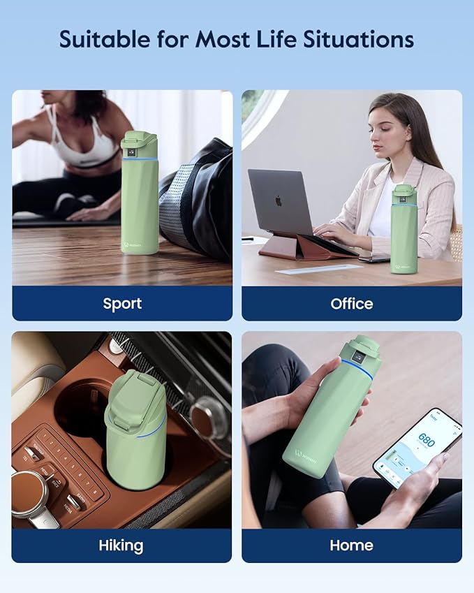 BOOST Smart Water Bottle that Reminds You to Drink, 24oz BPA-Free Stainless Steel Vacuum Insulated, Wide Mouth Water Tracker Bottle with APP for School, Gym, Office, Ideal for Father's Day
