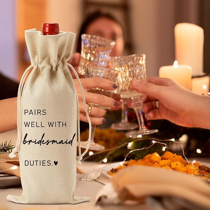 Bridesmaid Bridal Party Shower Gifts for Bridesmaids Wine Bag Pairs Well With Bridesmaid Wine Accessory Sets