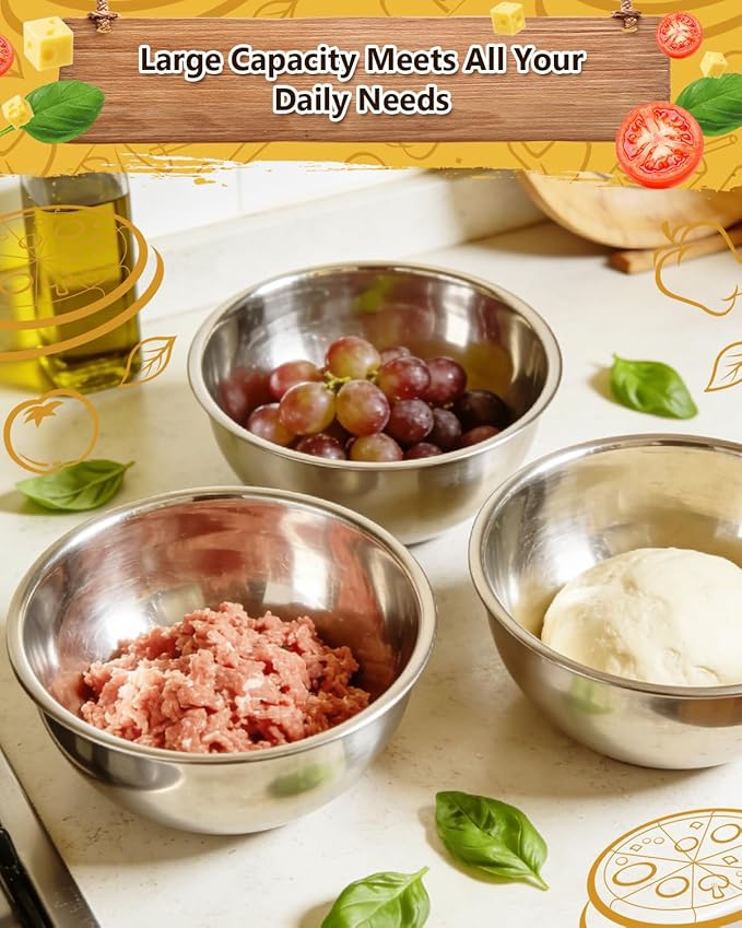 3 Pack Pizza Dough Proofing Container, 1300ML Stainless Steel Proofing Box with Clear Airtight Lid, Stackable Fermentation Storage for Dough Balls & Bread, Includes Cutter