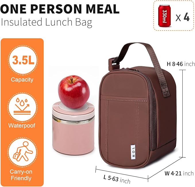 NOL Natural Organic Lifestyle Insulated Lunch Bag for Adult - Snack Bag Lunch Cooler Bag Soft Lunch Tote Bag for Work, Coffee