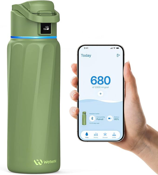 BOOST Smart Water Bottle with Reminder & Tracker, Double Wall Vacuum Insulated Bottles Stainless Steel, 32oz BPA-Free Wide Mouth for School, Gym, Office, Ideal for Father's Day