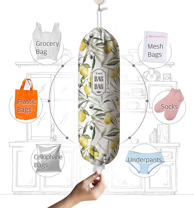 Lemon Plastic Bag Holder,Grocery Bag Holder Organizer Storage for Plastic Bags Groceries Store 23" x 9"