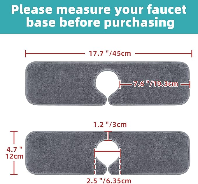 PoYang 4 Pack Faucet Mat for Kitchen Sink Splash Guard Short: Super Absorbent Microfiber Sink Water Splash Guard Behind Kitchen Faucet Mat for Bathroom, RV Protector, Machine Washable 17.7'' x 4.7''
