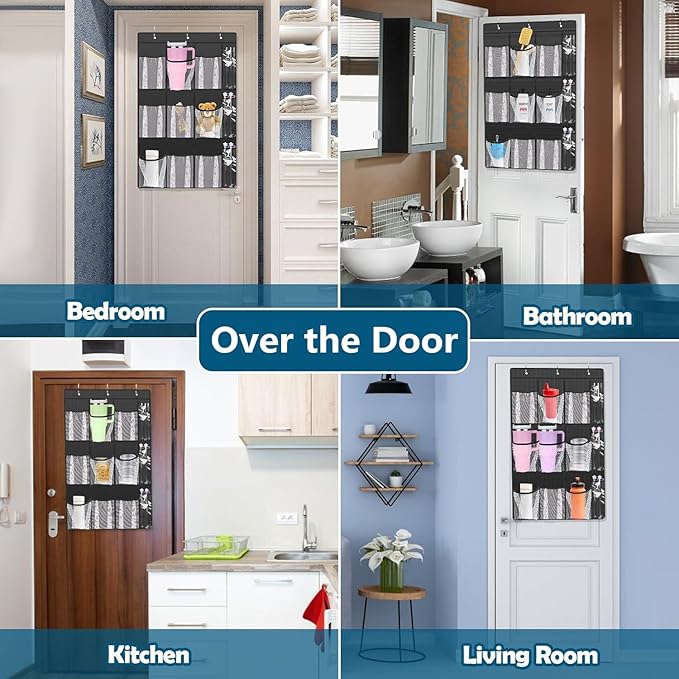 AIERSA Tumbler Organizer for Stanley 30 40 oz Cups with Handle, Cup Holder with Big Pockets for Big Water Bottles, Over the Door Tumbler Holder, Kitchen Cabinets Organizers Accessories