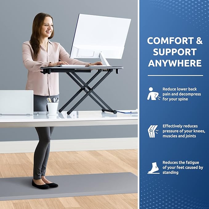 KitchenClouds Kitchen Mat Cushioned Anti Fatigue Kitchen Rug 17.3"x60" Water Resistant Non Slip Kitchen Rugs and Mats Standing Desk Mat Comfort Floor Mats for Kitchen House Sink Office (Grey)
