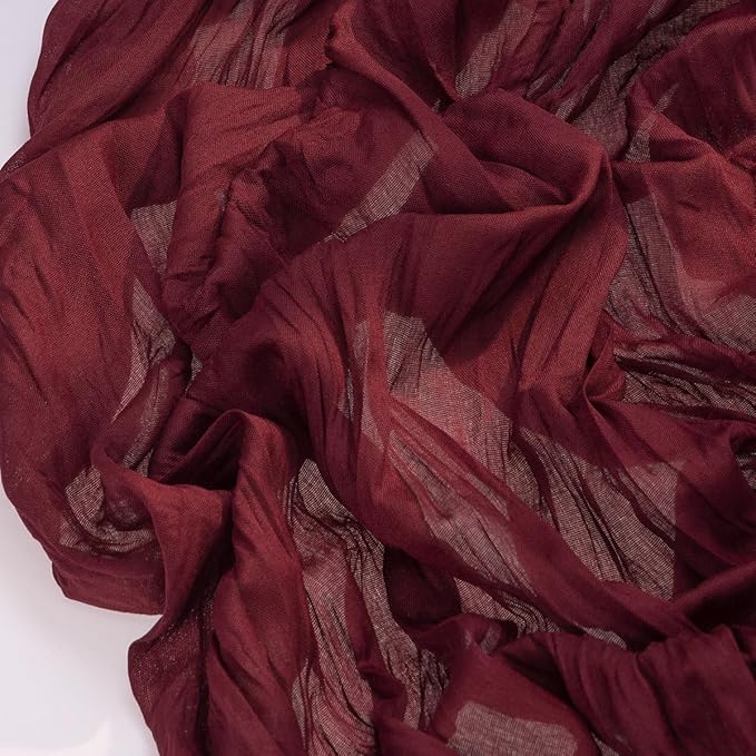 Socomi 6pcs Burgundy Red Summer Cheesecloth Table Runner Boho Rustic Gauze 120 inch 10FT Cheese Cloth Sheer Runner for Wedding Party Baby Shower Birthday Home Decor Holiday Decorations