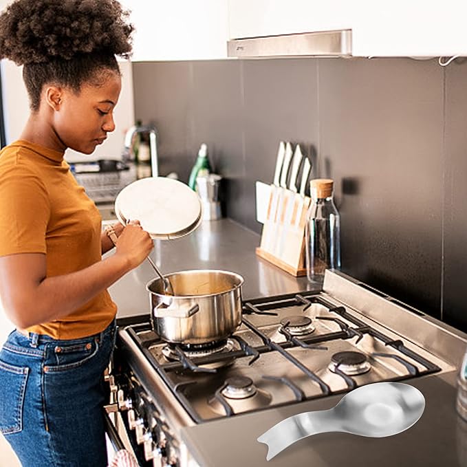 Stainless Steel Spoon Rest, Spatula Ladle Holder, Stainless Steel Utensil Spoon Rest Holder, Brushed Finish, Dishwasher Safe 3.8 x 9.4 Inch (Fish Shape Silver Color 1PC)