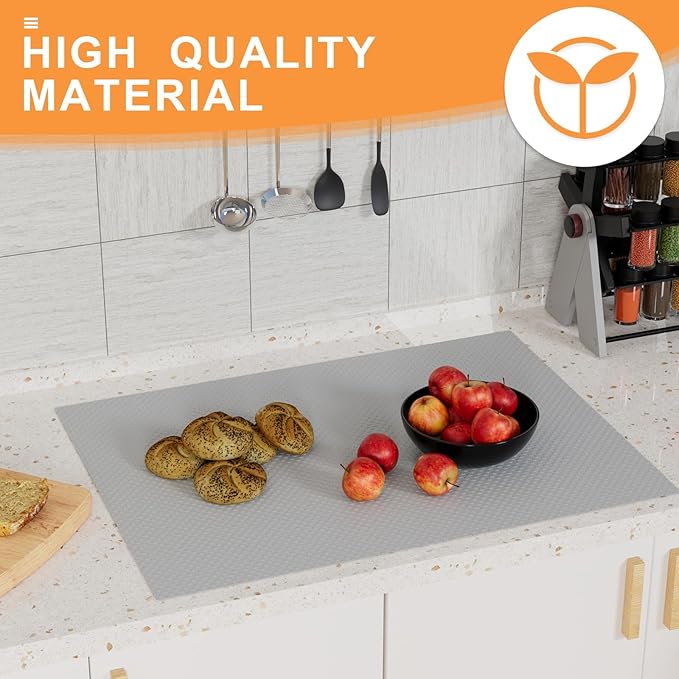 FLPMIX Wide Cabinet Shelf Liner: Waterproof Under Sink Mats Light Grey 19" x 300" - Easy to Cut & Clean Large Kitchen Drawer Liner for Pantry Cupboard